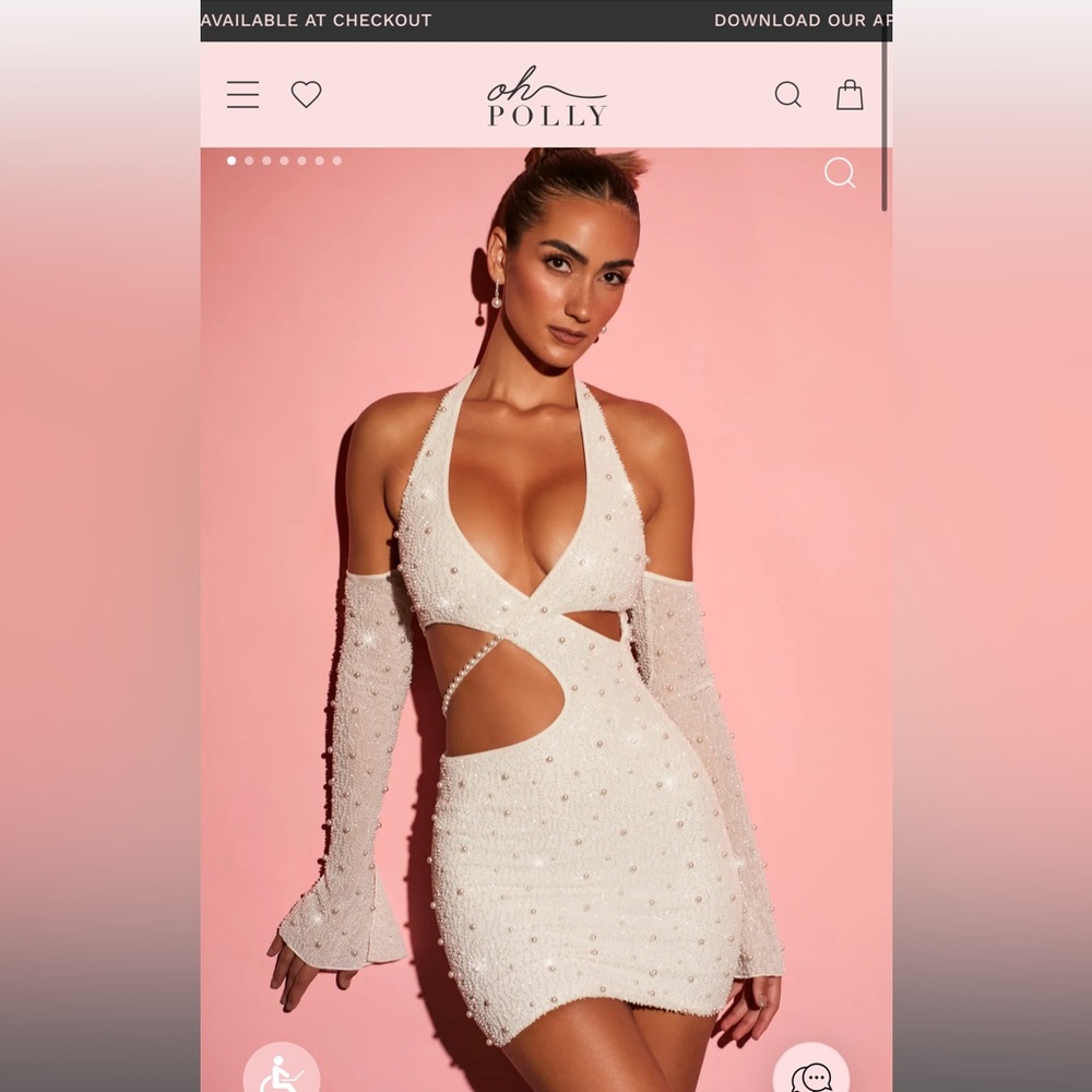 Oh Polly white beaded mini dress